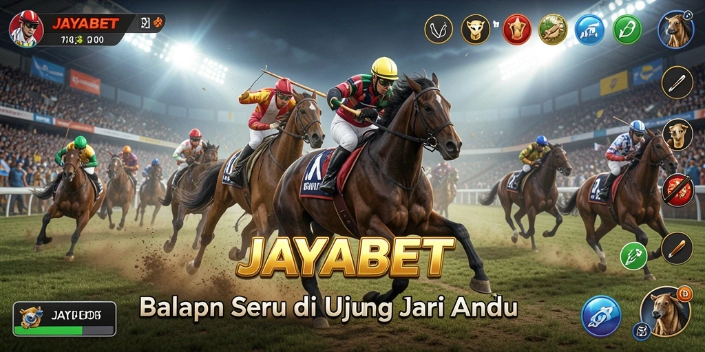 Tampilan gameplay JAYABET yang mendebarkan saat balapan berlangsung.
