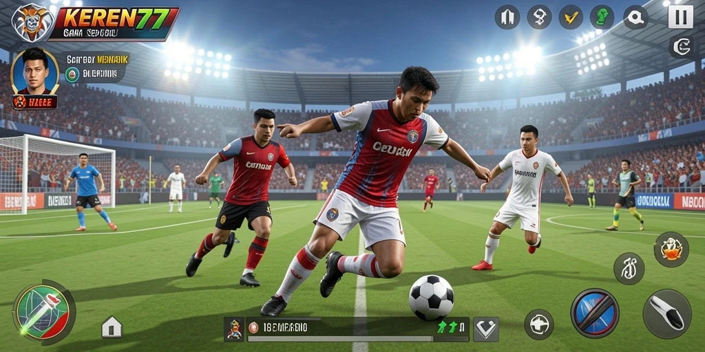 Screenshot menampilkan momen menarik dalam pertandingan sepak bola.