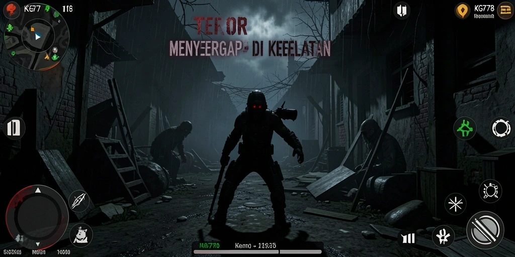 Screenshot gameplay KG778 yang menampilkan suasana mencekam dan tantangan yang ada.