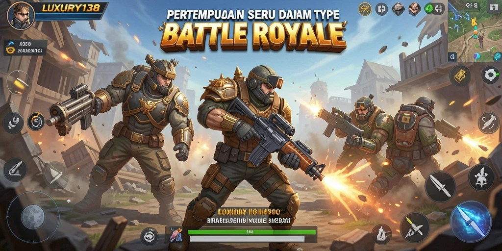 Screenshot LUXURY138 menampilkan momen intens pertarungan Battle Royale.