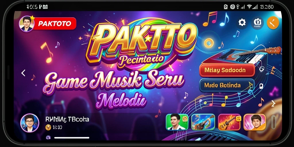 Tampilan gameplay seru PAKTOTO dengan berbagai tantangan musik.