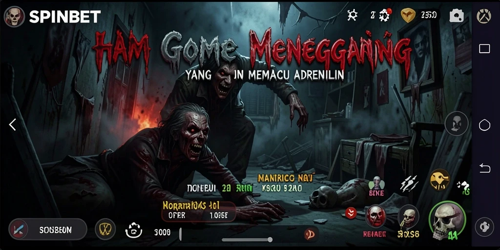 Tangkapan layar gameplay SPINBET menampilkan suasana horor yang mencekam.