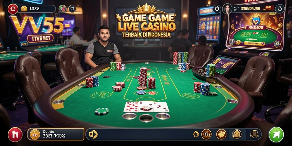 Screenshot gameplay Live Casino yang mendebarkan di VV55.